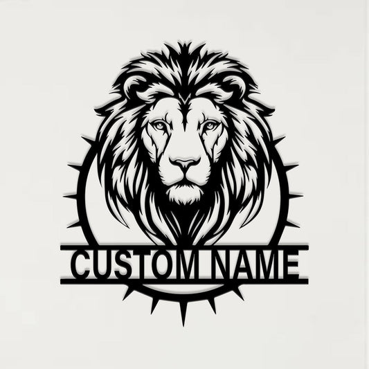 Custom Lion Head Metal Sign, Lion Head Name Sign, Birthday Gift, Gift for dad, Wildlife decor, Metal animal sign, Lion head sign, Home Decor