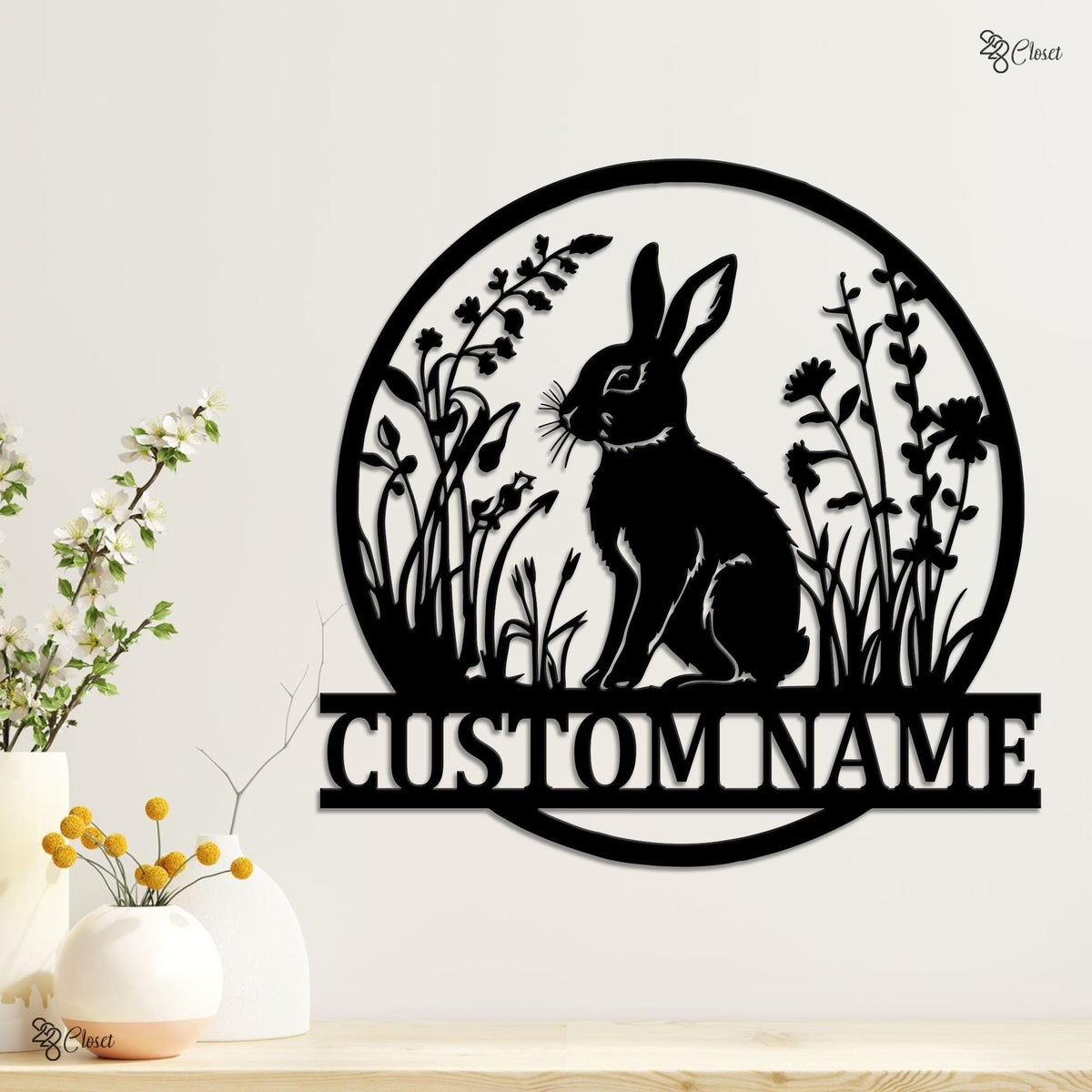 Custom Bunny Name Metal Sign, Personalized Rabbit Wall Art, Gift for daughter, Rabbit decor, Bunny home sign, Rabbit Wall Decor, Home sign