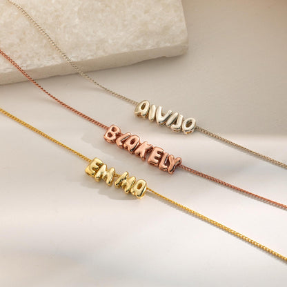 Personalized Bubble Letter Necklace, Custom 3D Name Necklace, Gold Name Jewelry for Women, Dainty Gift for Mom, Christmas Gift for Her