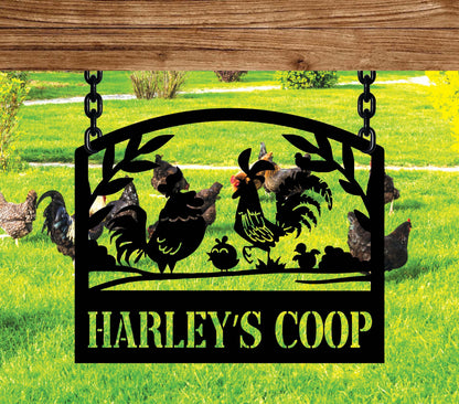 Custom Chicken Coop Metal Sign, Personalized Metal Farm Sign, Roosters and Chicks Metal, Farm animal sign, Custom barn sign, Gift for mom