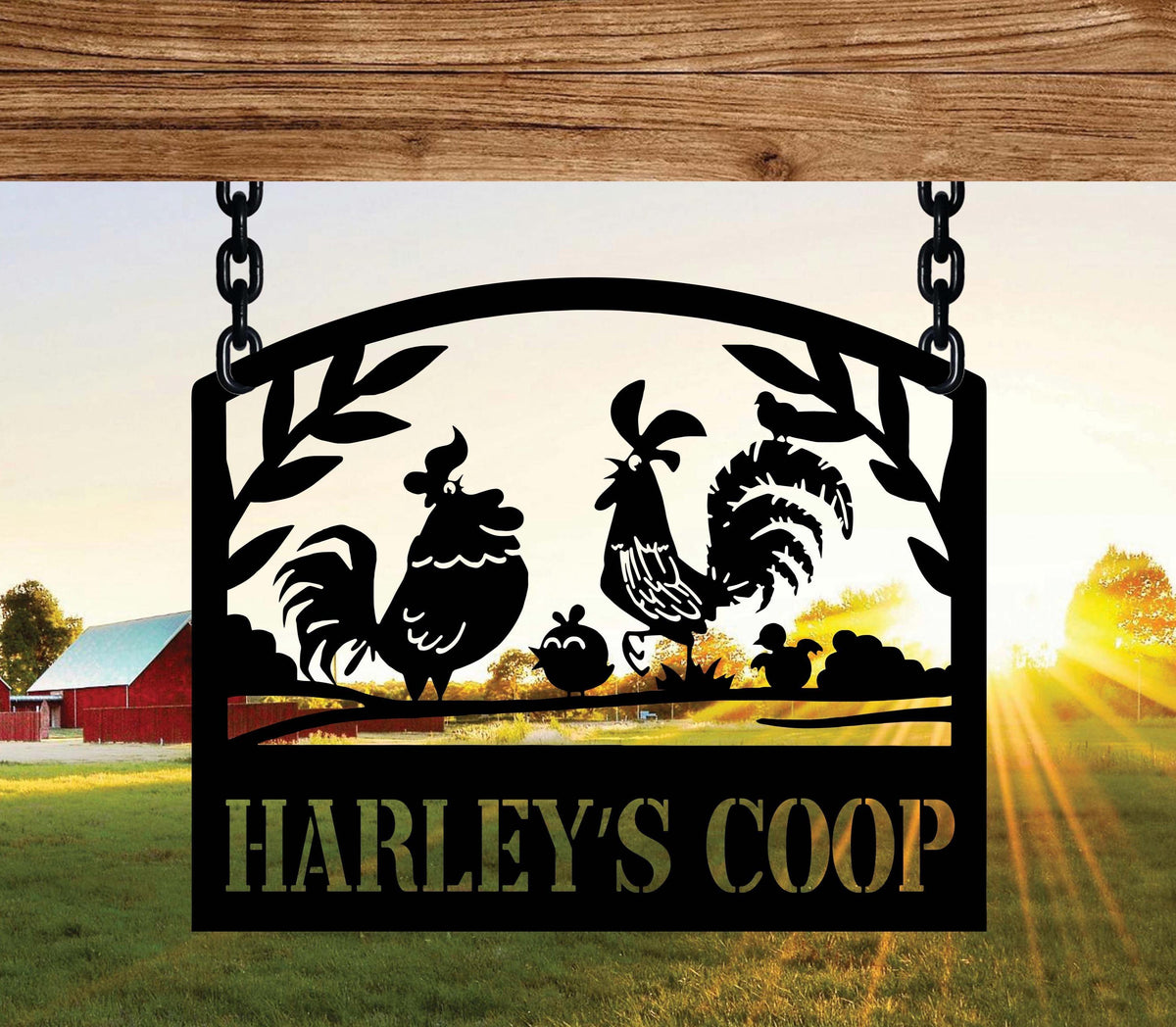 Custom Chicken Coop Metal Sign, Personalized Metal Farm Sign, Roosters and Chicks Metal, Farm animal sign, Custom barn sign, Gift for mom