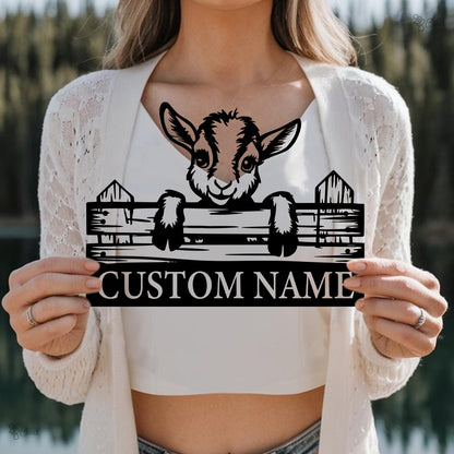 Custom Goat Farm Sign, Cute Baby Goat Name Sign, Baby Goat Metal, Baby Goat Fence Decor, Farm animal sign, Custom ranch sign, Gift for farm