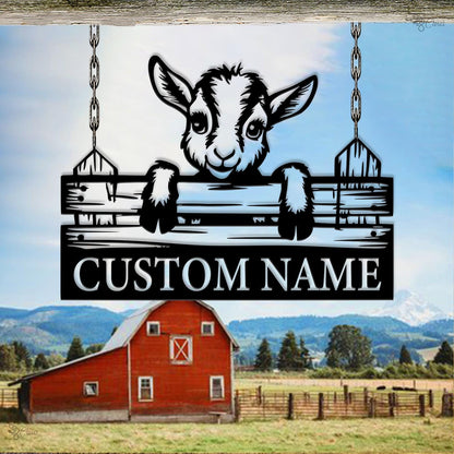 Custom Goat Farm Sign, Cute Baby Goat Name Sign, Baby Goat Metal, Baby Goat Fence Decor, Farm animal sign, Custom ranch sign, Gift for farm