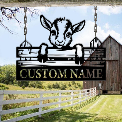 Custom Goat Farm Sign, Cute Baby Goat Name Sign, Baby Goat Metal, Baby Goat Fence Decor, Farm animal sign, Custom ranch sign, Gift for farm