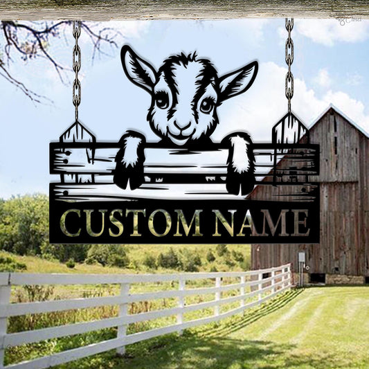 Custom Goat Farm Sign, Cute Baby Goat Name Sign, Baby Goat Metal, Baby Goat Fence Decor, Farm animal sign, Custom ranch sign, Gift for farm