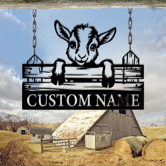 Custom Goat Farm Sign, Cute Baby Goat Name Sign, Baby Goat Metal, Baby Goat Fence Decor, Farm animal sign, Custom ranch sign, Gift for farm