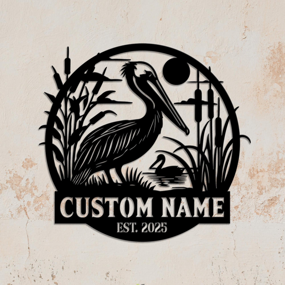 Custom Pelican Metal Sign, Personalized Lake House Wall, Pelican Decor, Custom Pelican Name, Gift for family, Mom Gift, Pelican Animal Sign