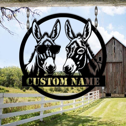 Funny Donkey Farm Sign, Custom Metal Barn Sign, Farmhouse Decor, Farmhouse Barn Decor, Donkey couple sign, Farm sign decor, Gift for farm