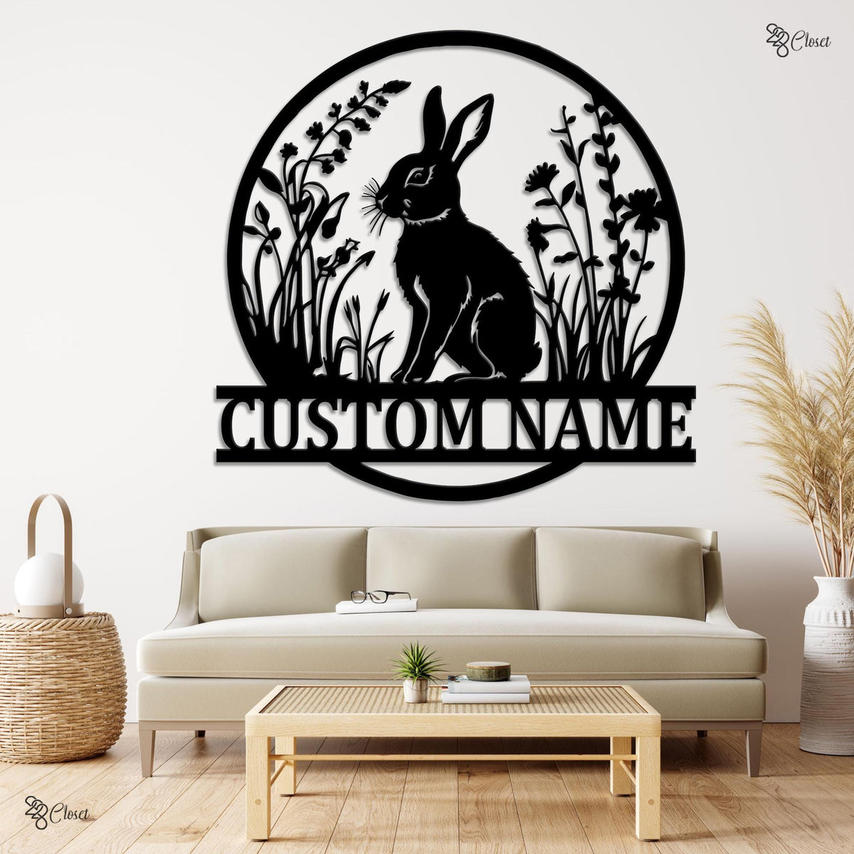 Custom Bunny Name Metal Sign, Personalized Rabbit Wall Art, Gift for daughter, Rabbit decor, Bunny home sign, Rabbit Wall Decor, Home sign
