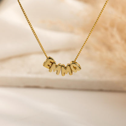 Personalized Bubble Letter Necklace, Custom 3D Name Necklace, Gold Name Jewelry for Women, Dainty Gift for Mom, Christmas Gift for Her