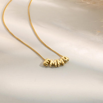Personalized Bubble Letter Necklace, Custom 3D Name Necklace, Gold Name Jewelry for Women, Dainty Gift for Mom, Christmas Gift for Her