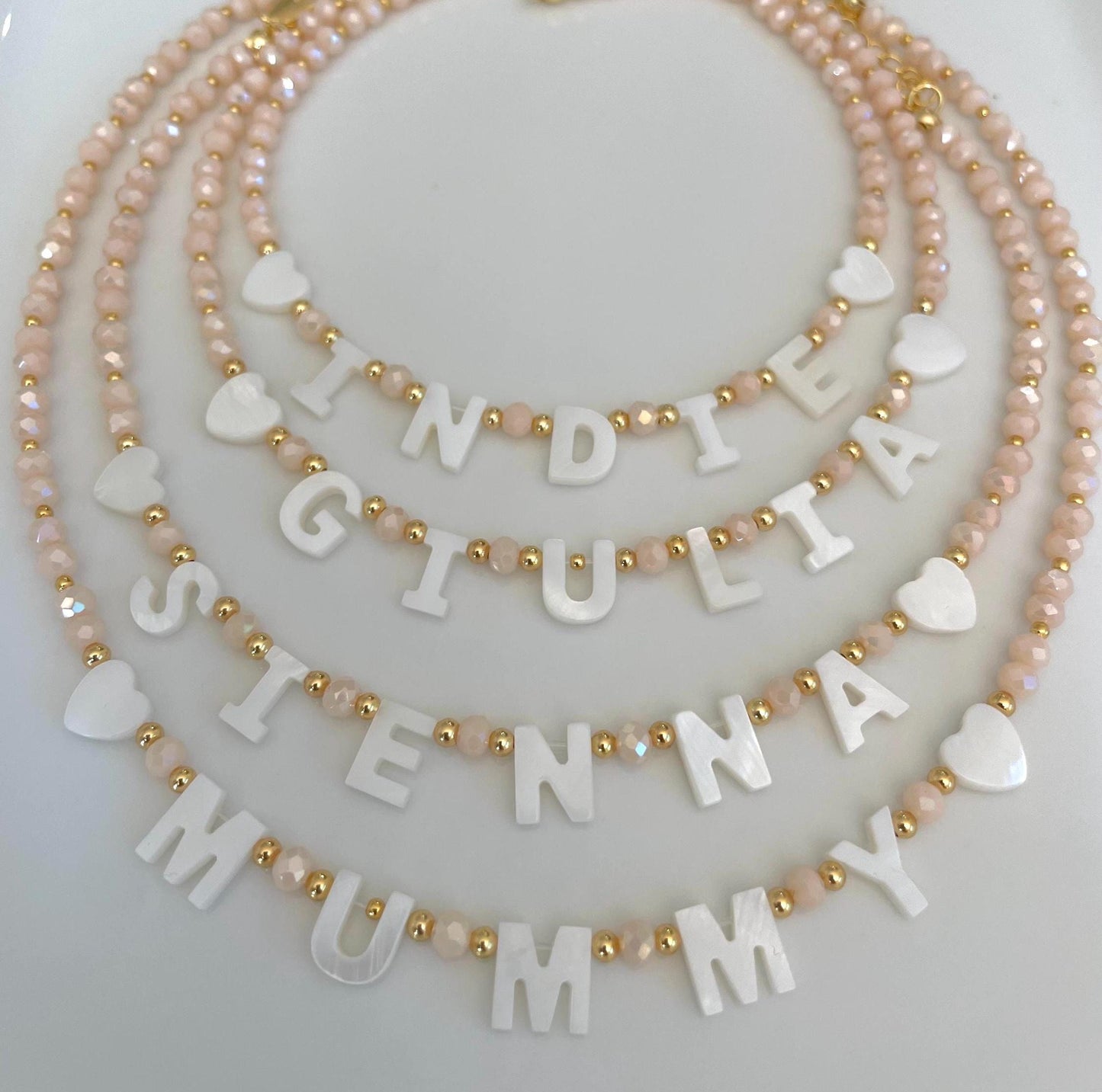 Layered name necklace, stackable custom necklace for kids, girls bright beaded necklace, gift idea for toddlers, birthday gift for kids