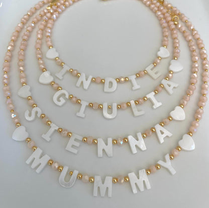 Layered name necklace, stackable custom necklace for kids, girls bright beaded necklace, gift idea for toddlers, birthday gift for kids