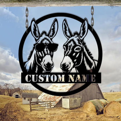 Funny Donkey Farm Sign, Custom Metal Barn Sign, Farmhouse Decor, Farmhouse Barn Decor, Donkey couple sign, Farm sign decor, Gift for farm