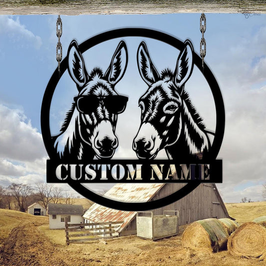 Funny Donkey Farm Sign, Custom Metal Barn Sign, Farmhouse Decor, Farmhouse Barn Decor, Donkey couple sign, Farm sign decor, Gift for farm