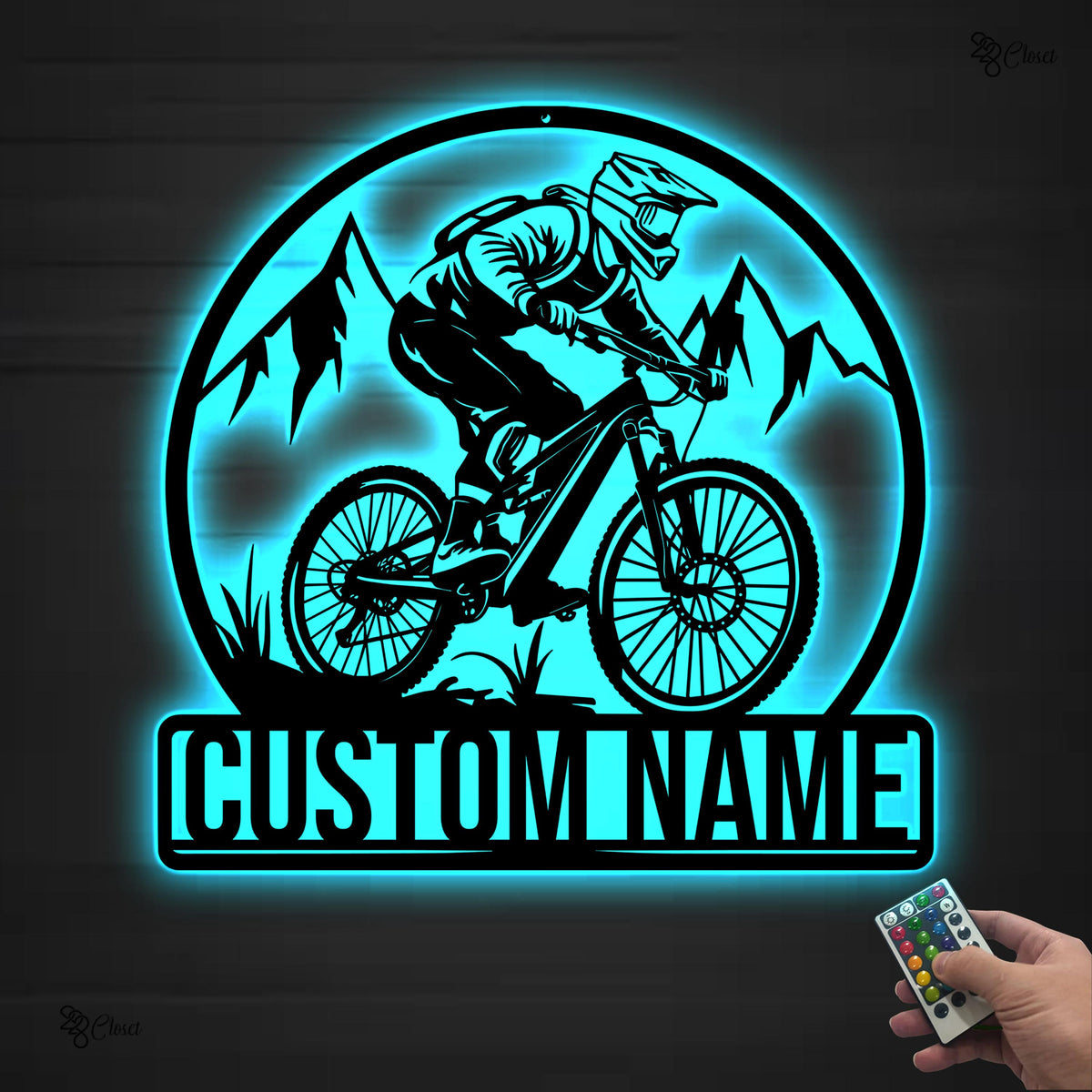 Custom Mountain Biker LED Sign, Personalized Cycling Wall Light, Bike Room Decor, Biker Gift, Gift for son, Mountain Bike LED, Cyclist Gift