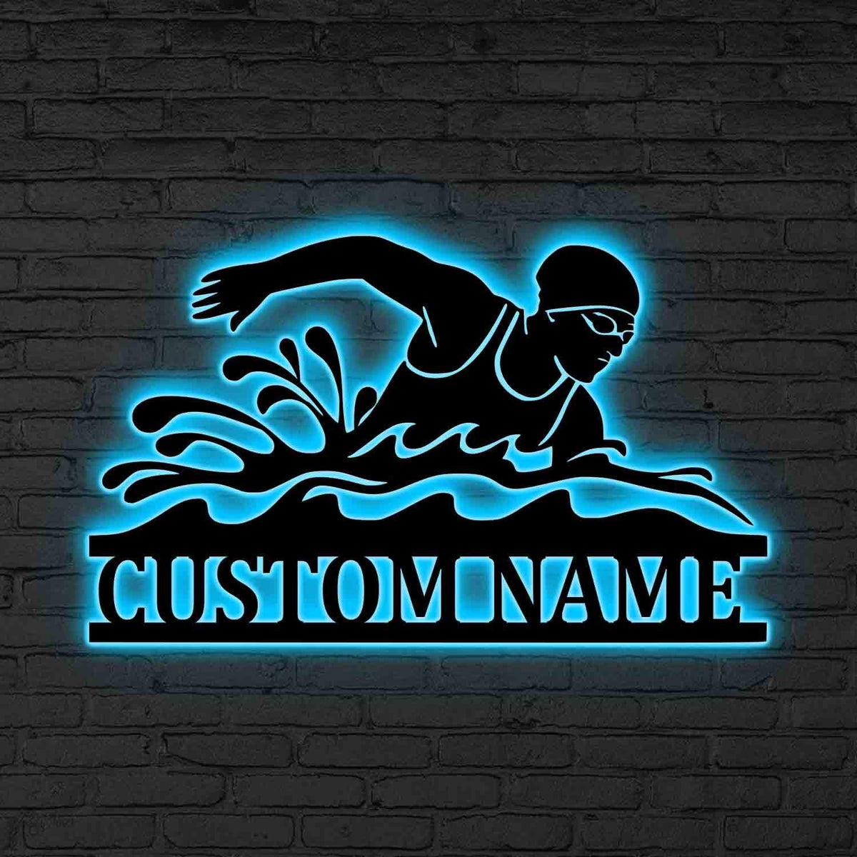 Custom Swimmer LED Metal Sign, Personalized Swimming Wall Light, Gift for daughter,Swimmer Gift, Swimming Athlete Room Decor,Swim lover gift