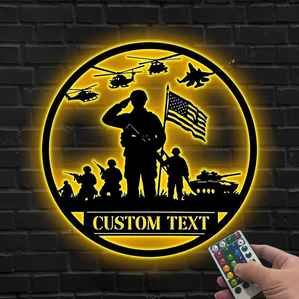 Custom Military LED Sign, Personalized Soldier Wall Light, Gift for dad, Veteran Gift, Army LED Sign,Military Service LED Wall,Military sign