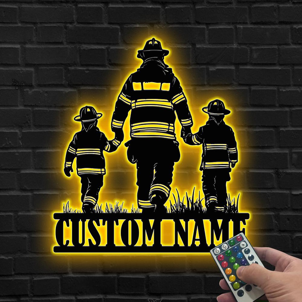Custom Firefighter Family LED Sign, Personalized Fireman Wall Light, Firefighter Dad Gift,Gift for dad,Firefighter Wall Decor,Fire Dept Gift