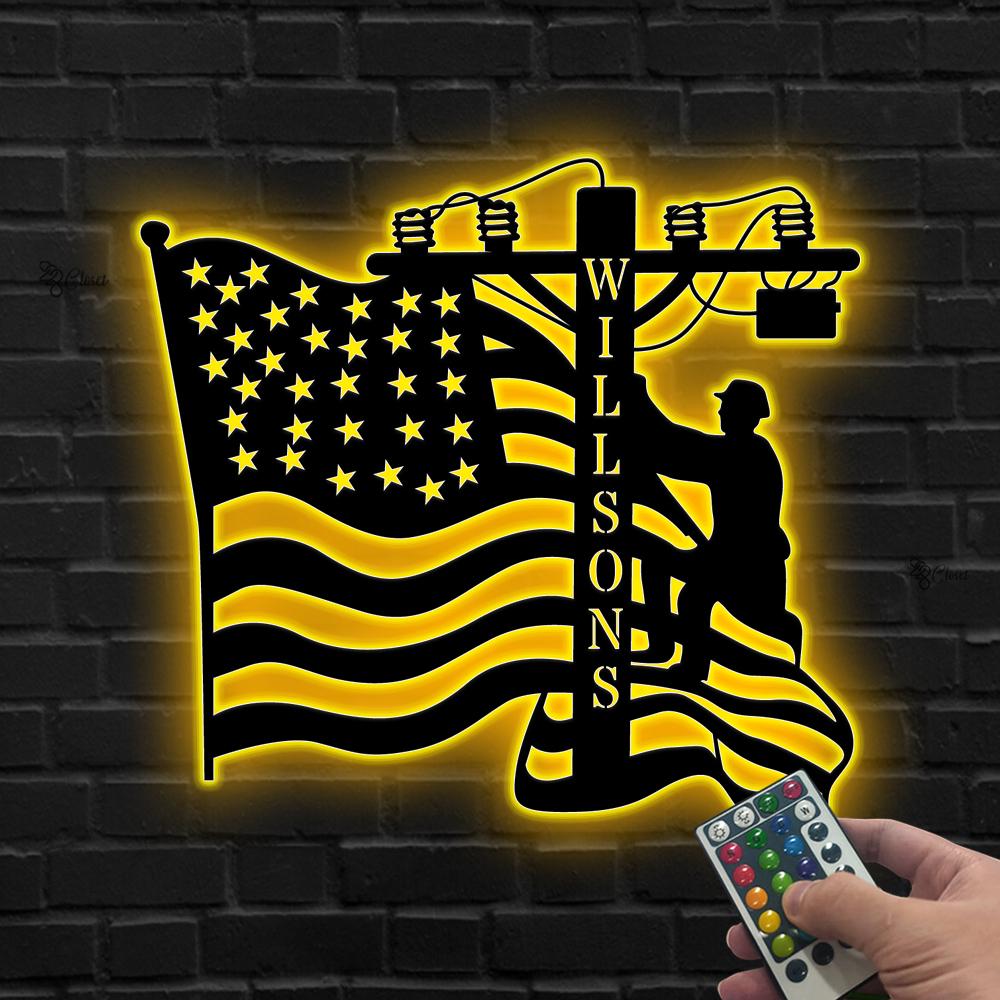 Custom Lineman LED Sign, Personalized Power Pole Neon Wall, Gift for dad, Lineman Neon Sign, Utility Worker LED Wall, Lineman sign,Home Gift