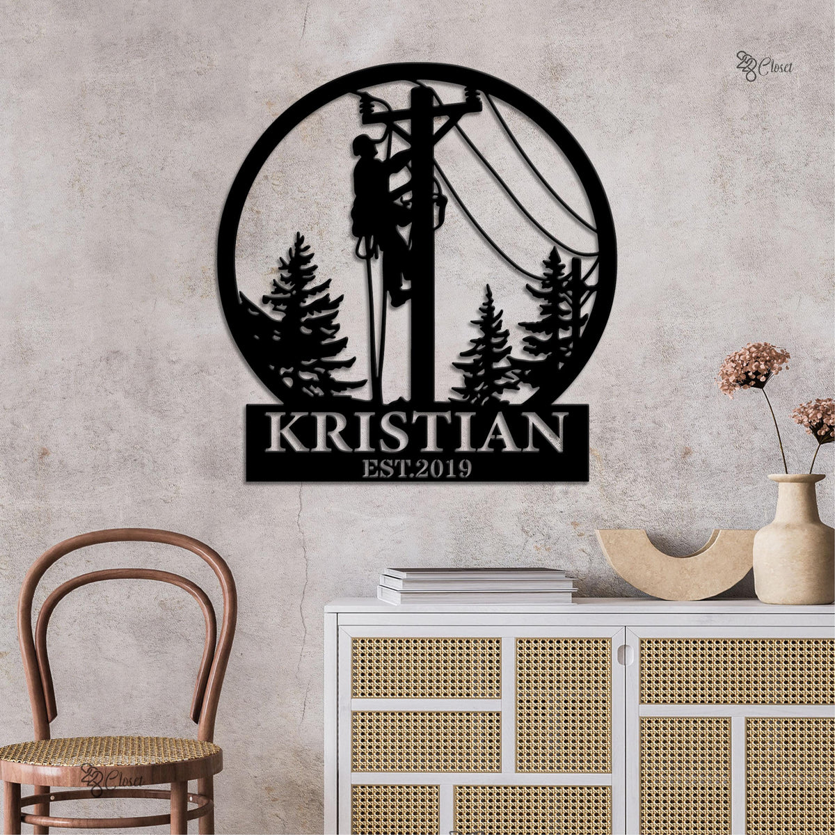 Custom Lineman LED Sign, Personalized Power Pole Neon Wall, Gift for dad, Lineman Neon Sign, Utility Worker LED Wall, Lineman sign,Home Gift
