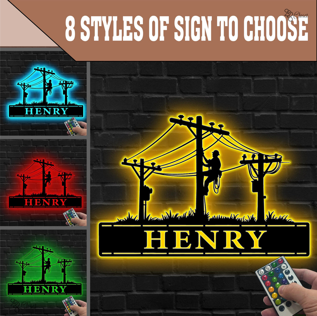 Custom Lineman LED Sign, Personalized Power Pole Neon Wall, Gift for dad, Lineman Neon Sign, Utility Worker LED Wall, Lineman sign,Home Gift