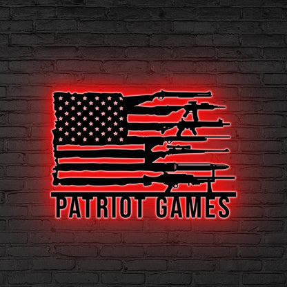 Custom Gun Room LED Sign, Personalized Shooting Sports Led, Gift for dad, Patriotic Gun LED Sign, Custom Firearms Sign, Gun Enthusiast Gift