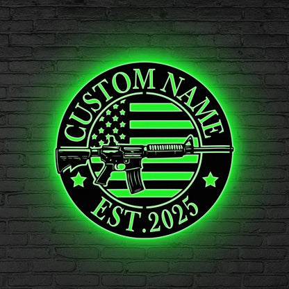 Custom Gun Room LED Sign, Personalized Shooting Sports Led, Gift for dad, Patriotic Gun LED Sign, Custom Firearms Sign, Gun Enthusiast Gift