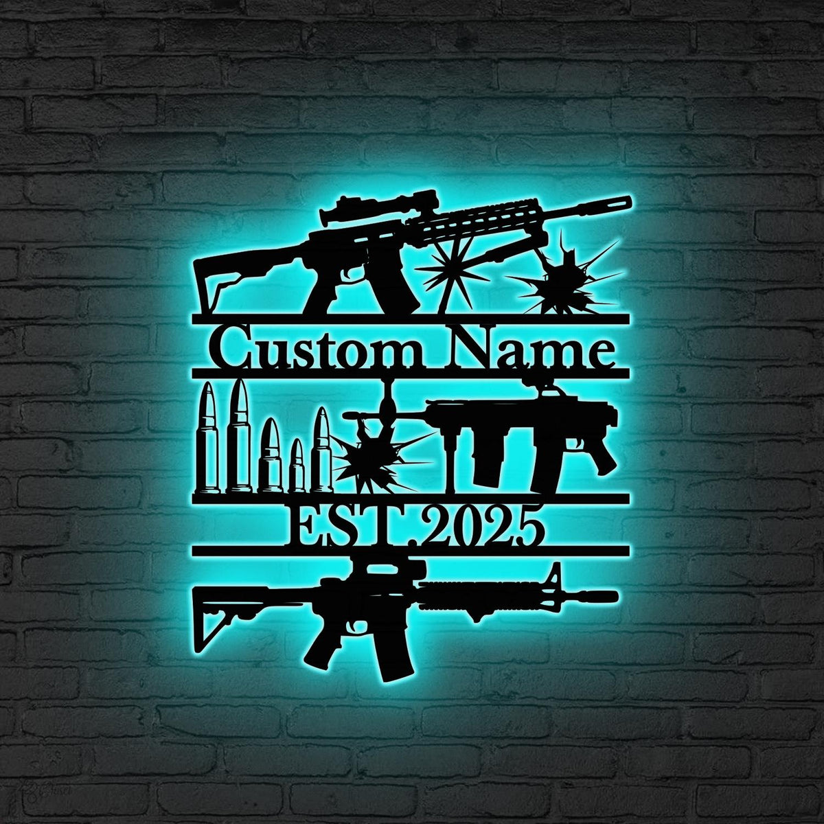 Custom Gun Room LED Sign, Personalized Shooting Sports Led, Gift for dad, Patriotic Gun LED Sign, Custom Firearms Sign, Gun Enthusiast Gift