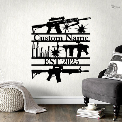 Custom Gun Room LED Sign, Personalized Shooting Sports Led, Gift for dad, Patriotic Gun LED Sign, Custom Firearms Sign, Gun Enthusiast Gift
