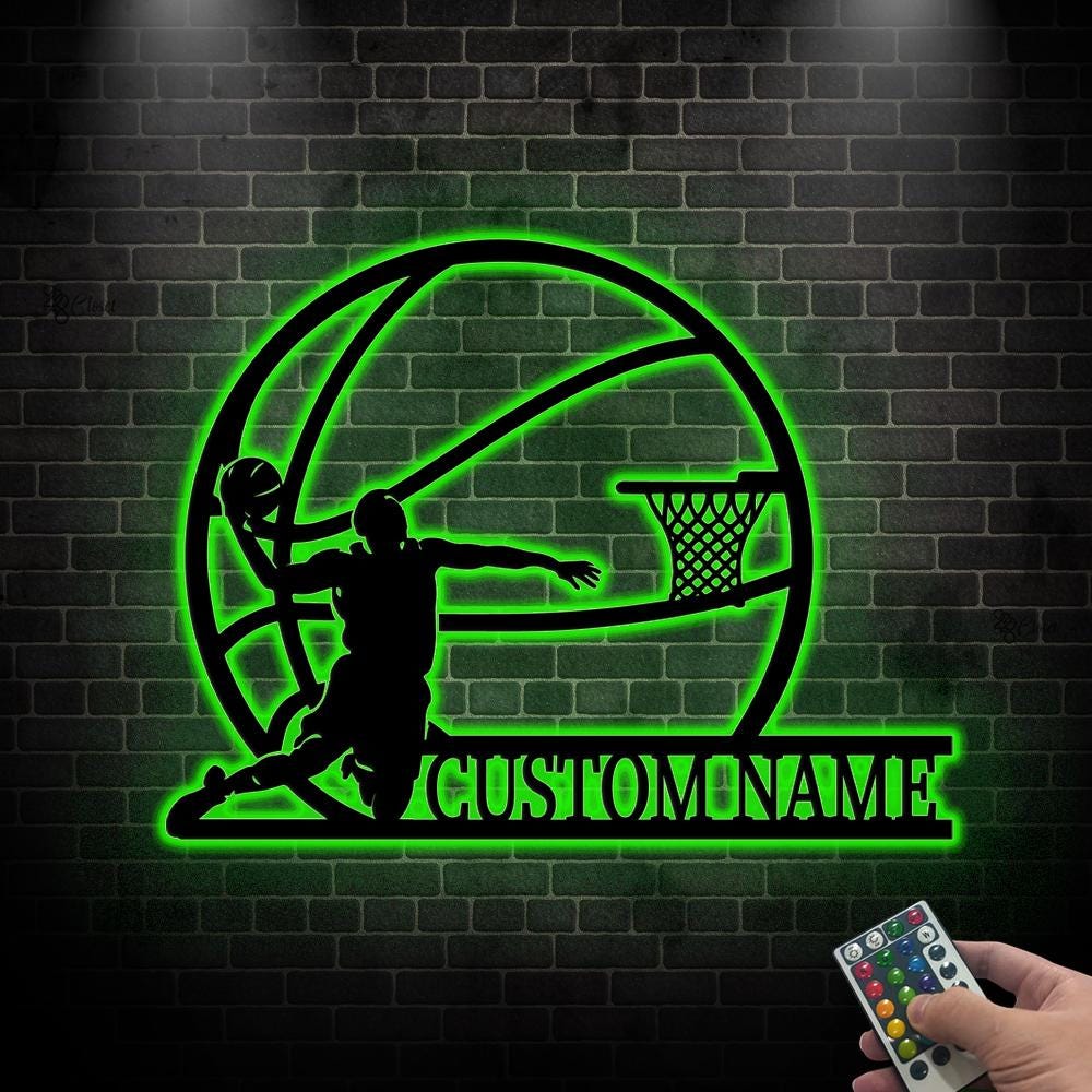 Custom Basketball LED Sign, Personalized Basketball Wall Sign, Basketball Wall for Athletes, Basketball led sign,Gift for son,Basketball art