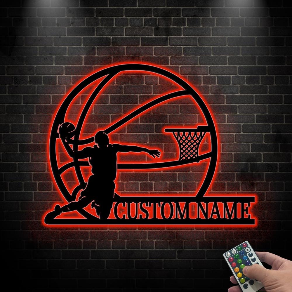 Custom Basketball LED Sign, Personalized Basketball Wall Sign, Basketball Wall for Athletes, Basketball led sign,Gift for son,Basketball art