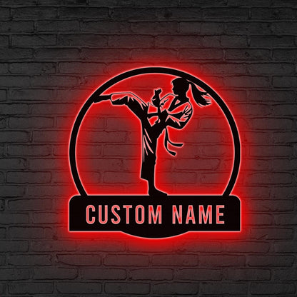Custom Karate Girl Led Sign, LED Martial Arts Decor, Taekwondo Gift, Female Martial LED Sign, Karate belt gift, Gift for daughter,Home sign