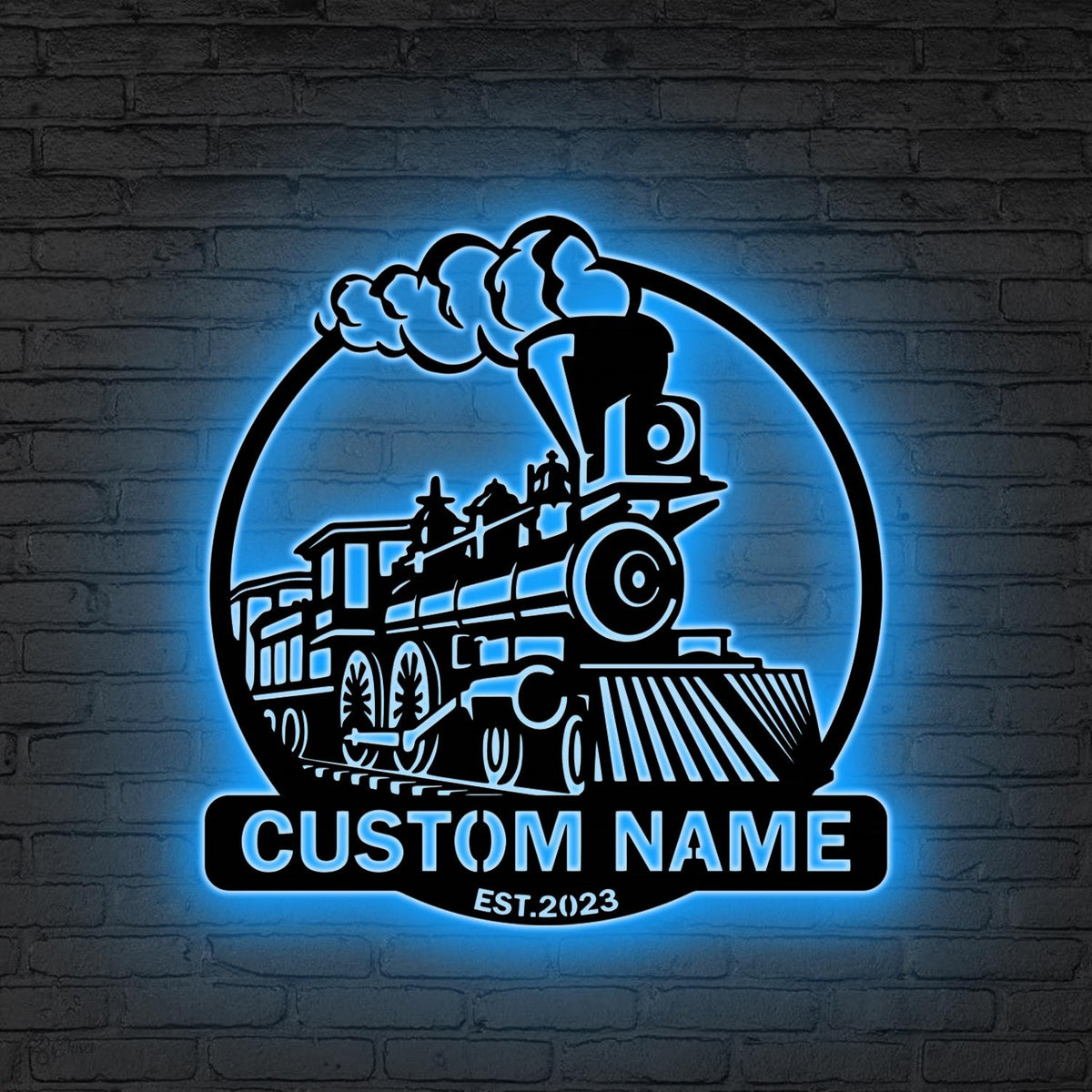 Custom Train Neon Sign, Personalized Railroad LED Wall Light, Gift for dad, Railroad Neon Wall Sign, Railway led light, Vintage train gift
