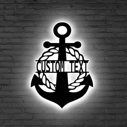 Custom Navy Anchor LED Metal Sign, Personalized Sailor Wall Light, Gift for dad, Navy Gift with Ship Sign, Sailor sign, Navy graduation gift