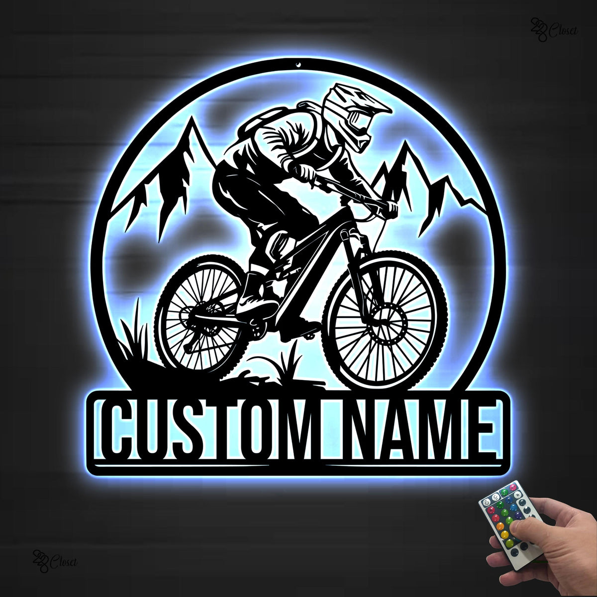 Custom Mountain Biker LED Sign, Personalized Cycling Wall Light, Bike Room Decor, Biker Gift, Gift for son, Mountain Bike LED, Cyclist Gift