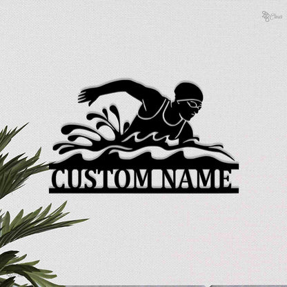 Custom Swimmer LED Metal Sign, Personalized Swimming Wall Light, Gift for daughter,Swimmer Gift, Swimming Athlete Room Decor,Swim lover gift