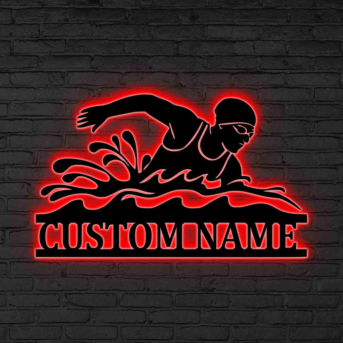 Custom Swimmer LED Metal Sign, Personalized Swimming Wall Light, Gift for daughter,Swimmer Gift, Swimming Athlete Room Decor,Swim lover gift