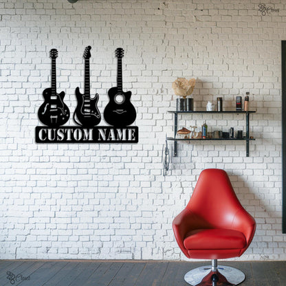 Custom Guitar LED Metal Sign, Electric & Acoustic Decor, Gift for son, Personalized Music Wall Light, Music Sign for Studio,Music lover sign