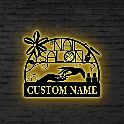 Custom Nail Salon Sign LED Light, Personalized Beauty Studio Wall, Nail Tech Gift, Gift for mom, Beauty Studio Neon Light, Nail lover gift