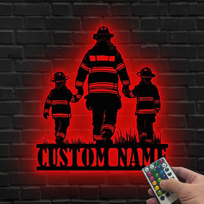 Custom Firefighter Family LED Sign, Personalized Fireman Wall Light, Firefighter Dad Gift,Gift for dad,Firefighter Wall Decor,Fire Dept Gift
