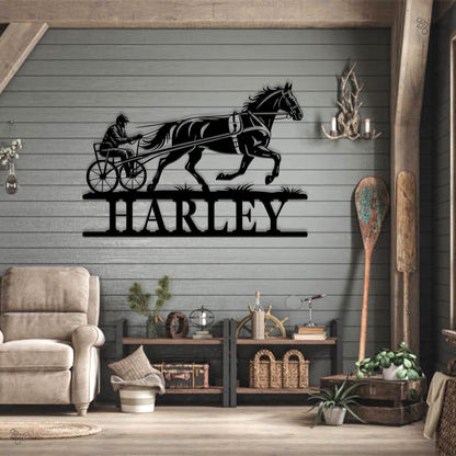 Custom Horse Racing LED Sign, Personalized Harness Racing Wall, Art for Horse Lover, Horse Racing LED Sign, Horse Racing Wall, Racing gift