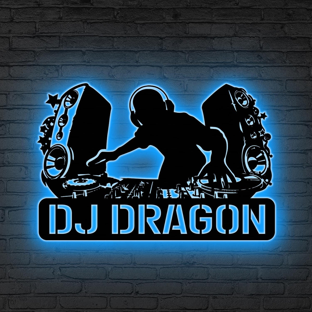 Custom DJ LED Metal Sign, Personalized Music Studio Wall, Music Booth Party Decor, Gift for music, Music Studio LED Sign, Music Lover Gift