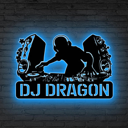 Custom DJ LED Metal Sign, Personalized Music Studio Wall, Music Booth Party Decor, Gift for music, Music Studio LED Sign, Music Lover Gift