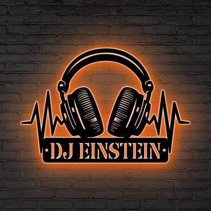 Custom DJ LED Metal Sign, Personalized Music Studio Wall, Music Booth Party Decor, Gift for music, Music Studio LED Sign, Music Lover Gift