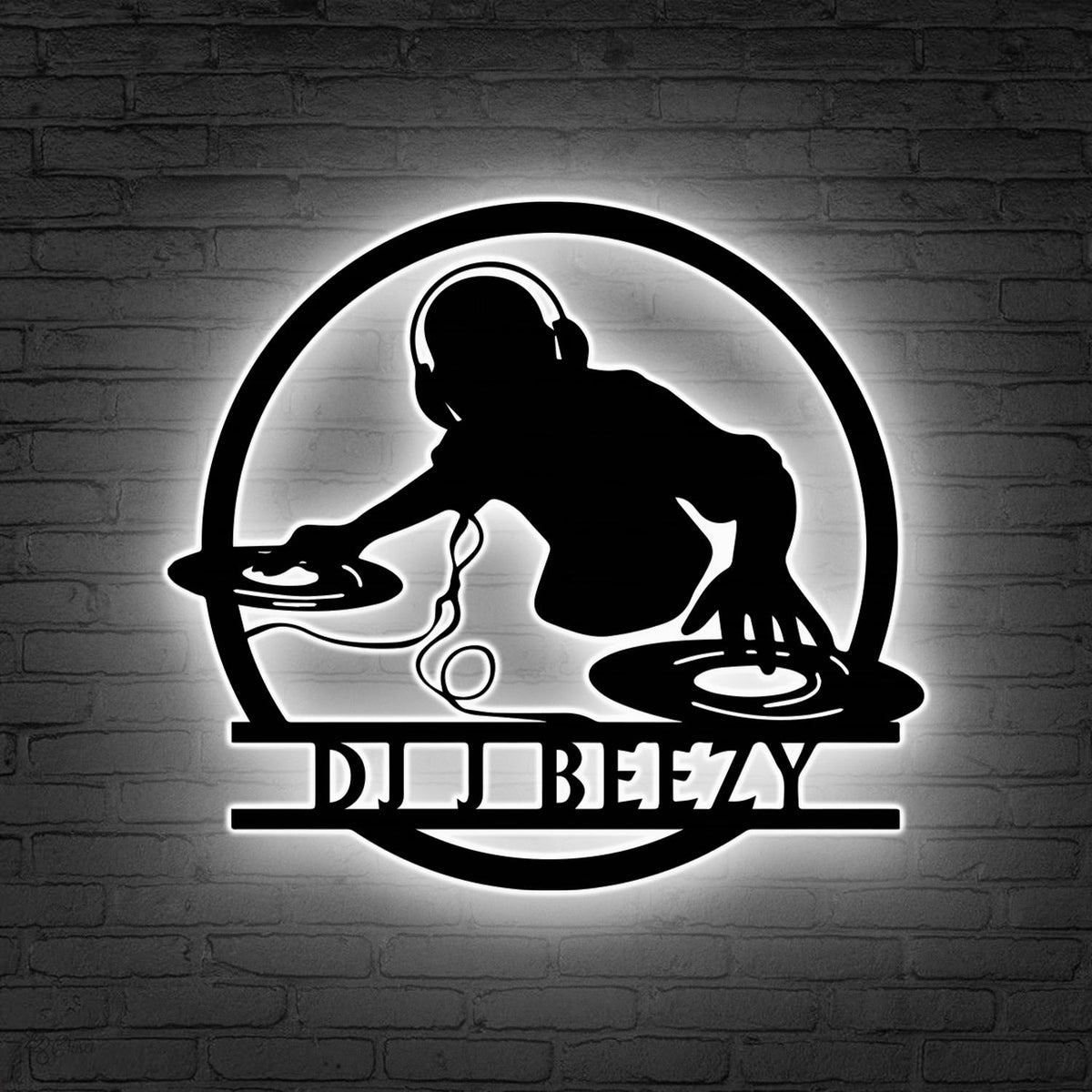 Custom DJ LED Metal Sign, Personalized Music Studio Wall, Music Booth Party Decor, Gift for music, Music Studio LED Sign, Music Lover Gift