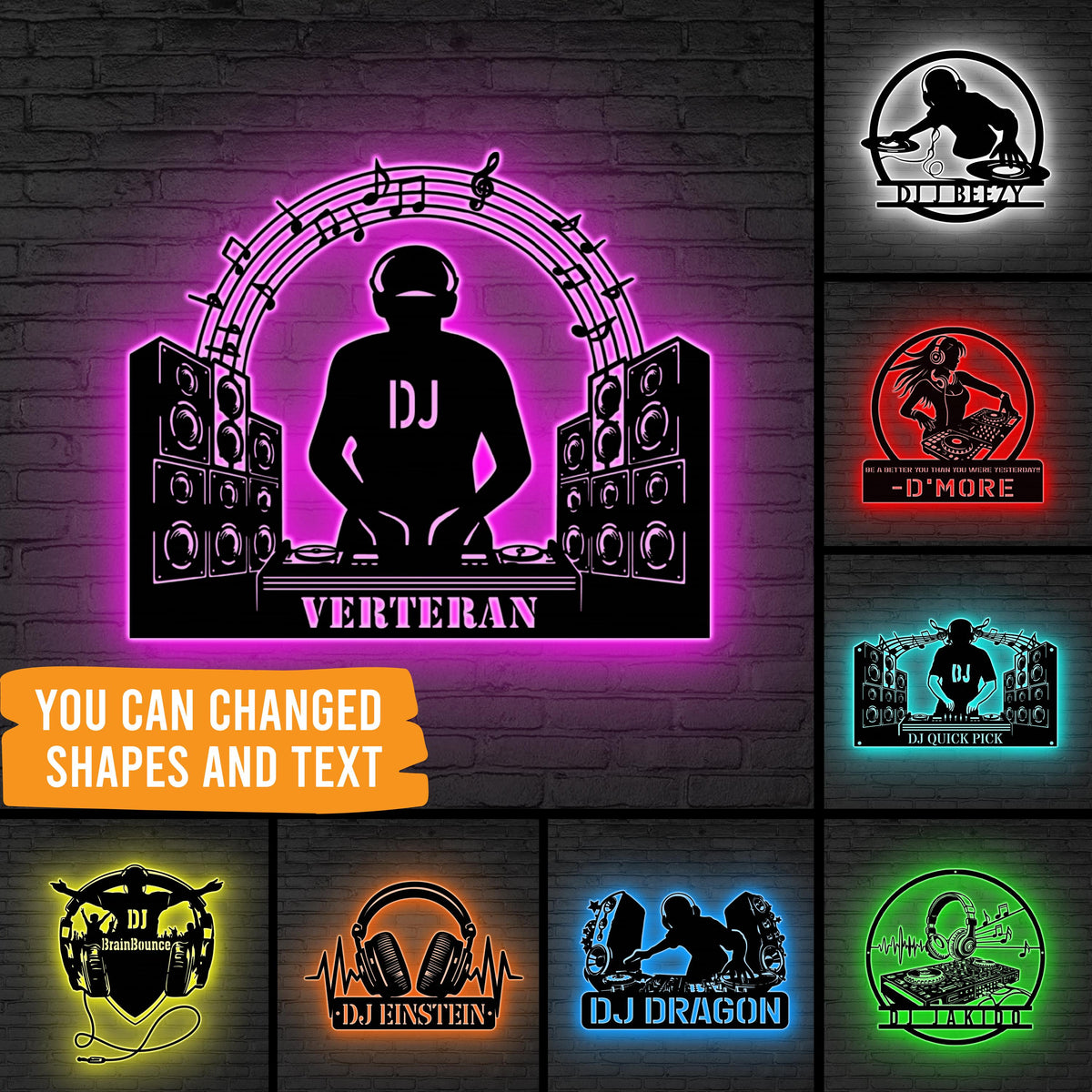 Custom DJ LED Metal Sign, Personalized Music Studio Wall, Music Booth Party Decor, Gift for music, Music Studio LED Sign, Music Lover Gift