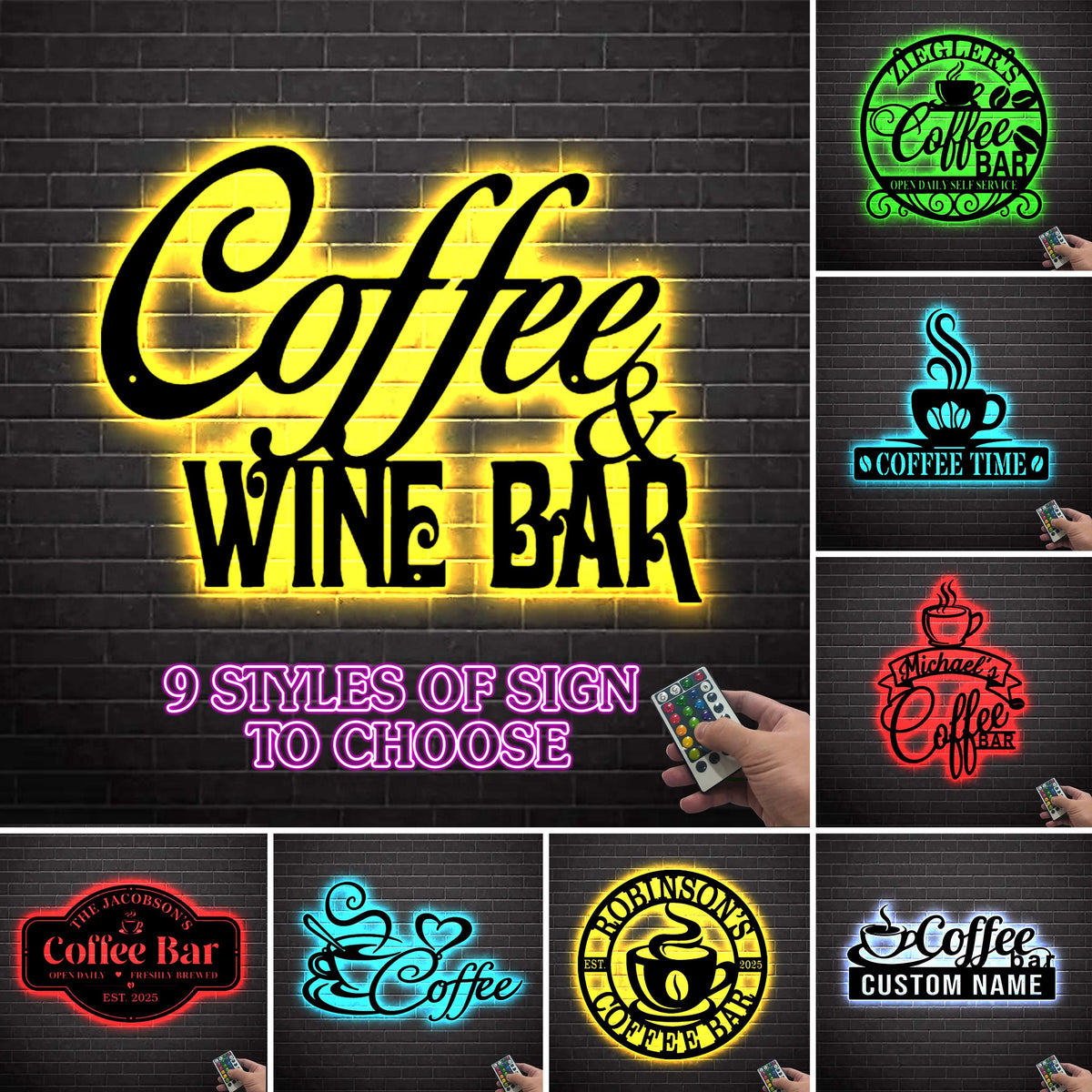 Personalized Coffee Bar Neon Sign, Coffee Lover Gift, Gift for barista, Custom Coffee & Wine Bar LED Sign,Barista Decor, Cafe sign,Home Gift