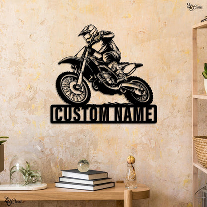 Custom Motocross LED Sign, Personalized Dirt Bike Wall Light, Gift for son, Motocross Room Decor Gift, Motocross gift, Racing bike decor