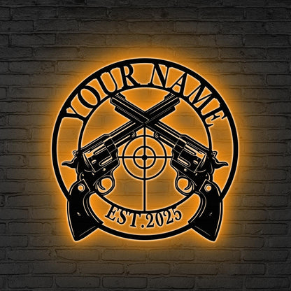 Custom Gun Room LED Sign, Personalized Shooting Sports Led, Gift for dad, Patriotic Gun LED Sign, Custom Firearms Sign, Gun Enthusiast Gift